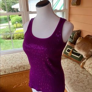 Plum Sequin Sleeveless Tank Top